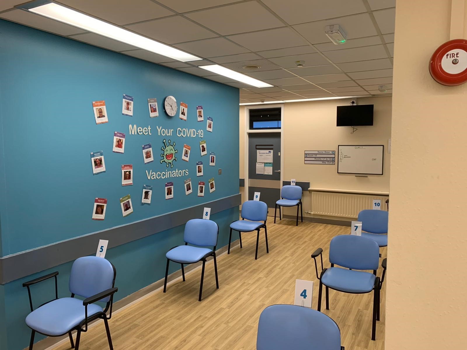 The coronavirus vaccination centre at Warrington Hospital