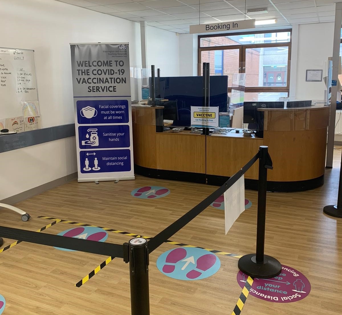 The coronavirus vaccination centre at Warrington Hospital