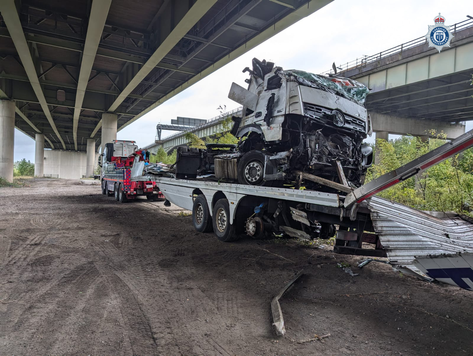 Cheshire Police has released these photos of the lorry involved in the horror crash